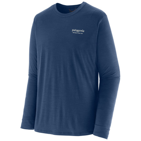 T-shirt homme Patagonia M's L/S Cap Cool Merino Blend Graphic Shirt bleu Heritage Header: Clement Blue