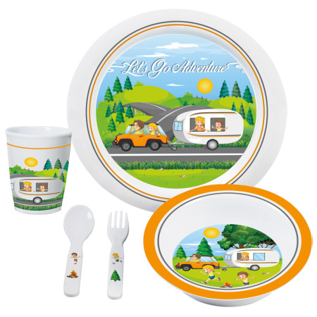 Set de vaisselle enfant Brunner Let's Go Adventure 3+ blanc