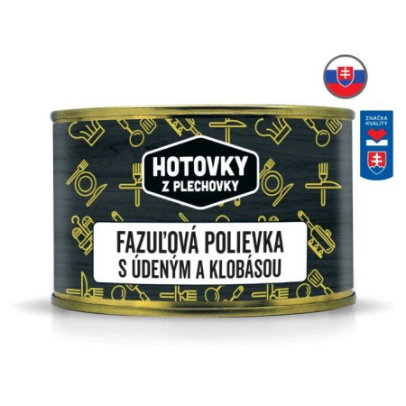 Soup Hotovky z plechovky Soupe aux haricots avec viande fumée et saucisse, 400 ml
