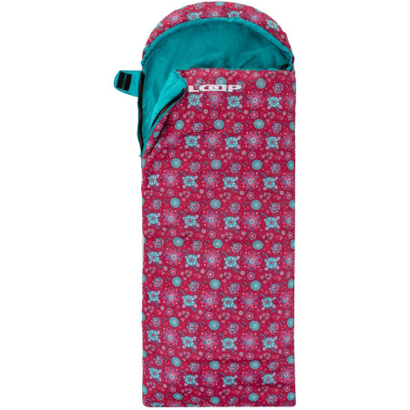 Sac de couchage enfant Loap Fiemme Flowers rouge vínová/potisk