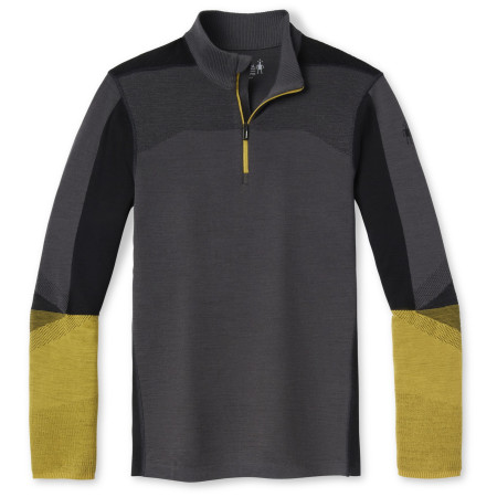 T-shirt fonctionnel homme Smartwool Intraknit Merino 200 Colorblock 1/4 Zip gris / jaune ForgedIron