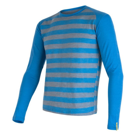 T-shirt fonctionnel homme Sensor Merino Wool Active manche longue bleue BlueStripes
