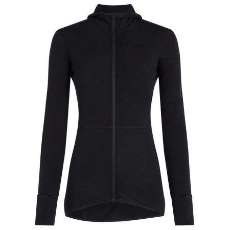 Veste polaire fonctionnelle femme Icebreaker Women Merino Blend 200 RealFleece™ Descender LS Zip Hoodie noir Black
