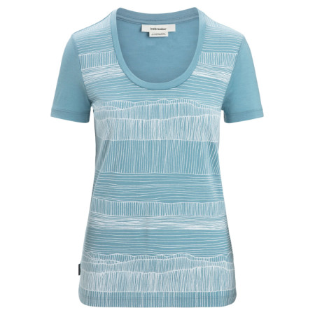 T-shirt fonctionnel femme Icebreaker Tech Lite II SS Scoop Tee Reflection Lines bleu clair Astral Blue