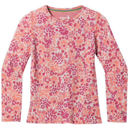 T-shirt fonctionnel enfant Smartwool Kids' Classic Thermal Merino Base Layer Crew rose FESTIVE FUCHSIA FLORAL