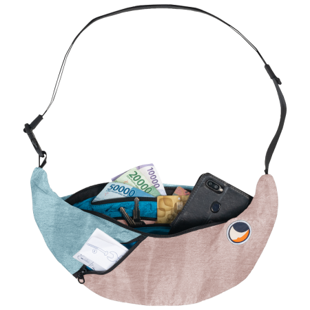 Sac banane Ticket to the moon Upcycled Sling Bag rose / bleu Peach / Cloud