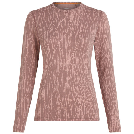 T-shirt fonctionnel femme Icebreaker Women Merino 260 Tech Vertex LS Crewe Delta Lines AOP brun Summit/Blush/J