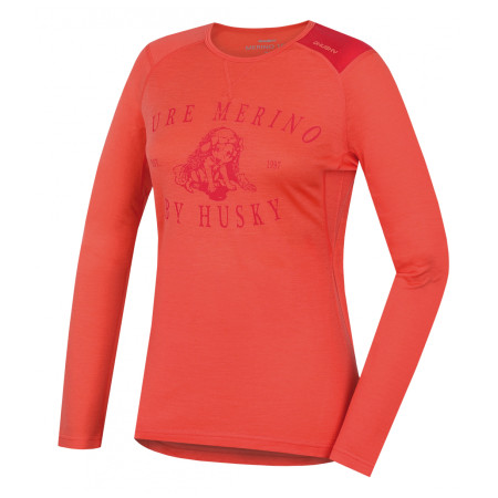 T-shirt fonctionnel femme Husky Merino 100 dl. rukáv Puppy rose Peach