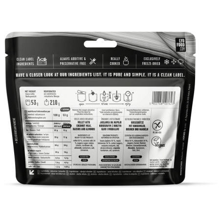 Repas déshydraté Lyo food Avoine Payasam