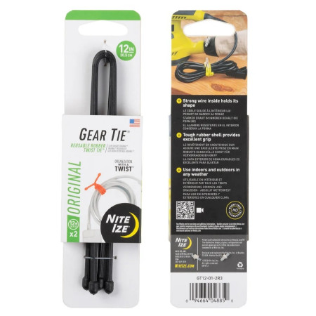Fil de ligature Nite Ize Gear Tie 12" noir Černá