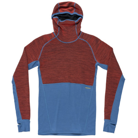 Sweatshirt fonctionnel homme Devold Tuvegga Merino Hoodie Man bleu / rouge CAYENNE