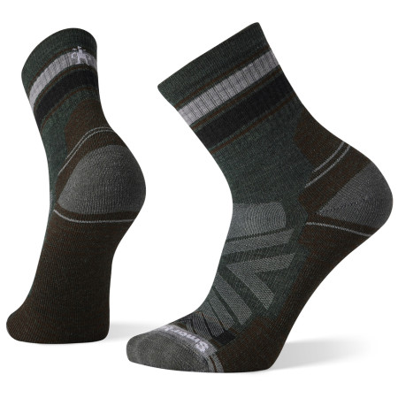 Chaussettes homme Smartwool Hike Light Cushion Striped Mid Crew gris / brun dark sage