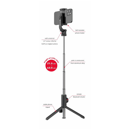 Perche selfie Swissten BLUETOOTH SELFIE STICK ALUMINUM TRIPOD PRO