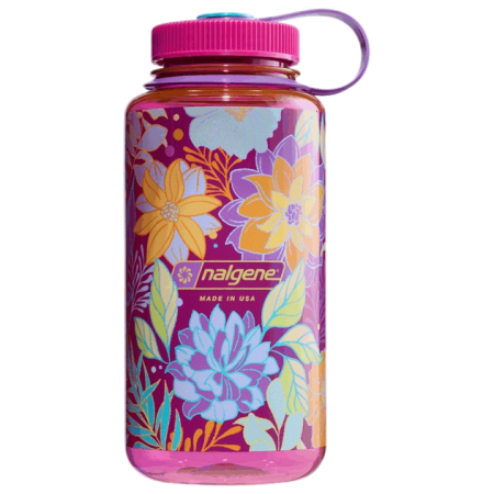 Bouteille Nalgene Wide Mouth Psychedelic Botanical 1000 ml rose Magenta/Botanical Florals