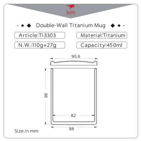 Mug isotherme Keith Titanium Double-Wall Tit. Mug 450 ml