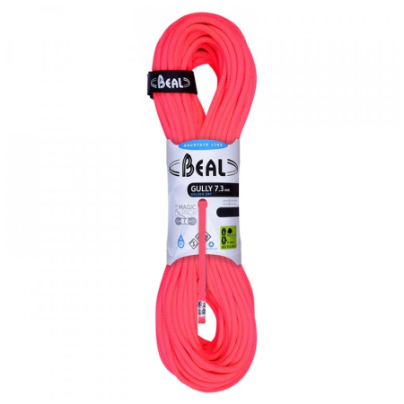 Corde d'escalade Beal Gully 7,3 mm (50 m) Golden Dry orange ORANGE