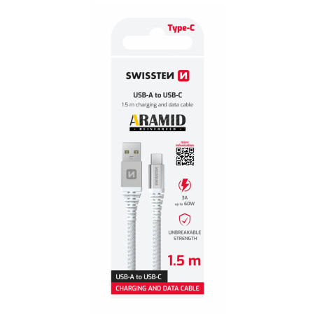 Câble Swissten Aramid Reinforced USB / USB-C 1,5 m