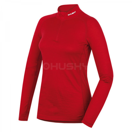 T-shirt fonctionnel femme Husky Merino zip, dl.rukáv rouge
