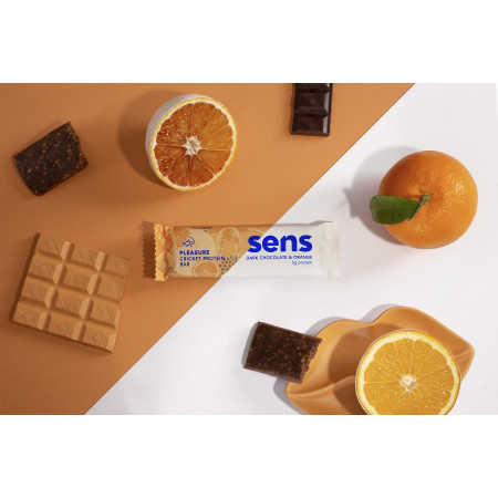 Barre à la farine de grillon Sens Chocolat noir & Orange