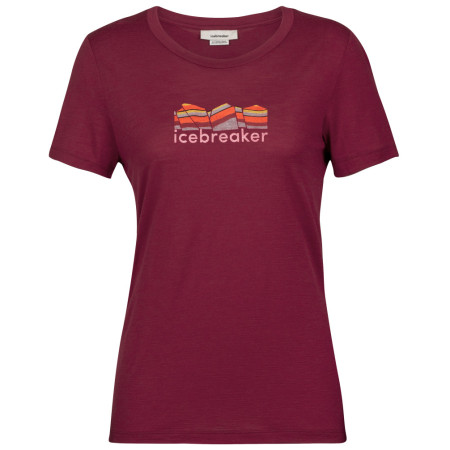 T-shirt femme Icebreaker Tech Lite II SS Tee Mountain Geology rouge cherry