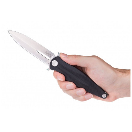 Couteau Acta non verba Z400 Stonewash/Plain Edge, G10 vert Black