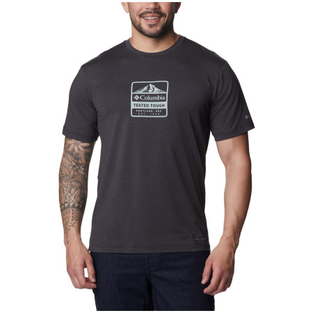 T-shirt homme Columbia Tech Trail™ Front Graphic SS Tee gris foncé Black Hthr, Tested Tough PDX Graphic