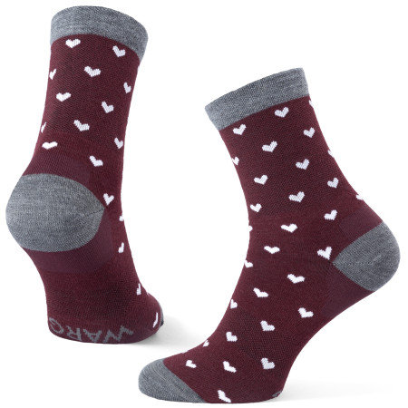 Chaussettes Warg Happy Merino W Heart rouge / blanc Wine/White
