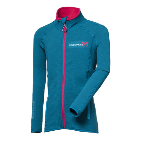 Sweat enfant Progress Tispa Junior Merino bleu / violet petrol/fuchsie