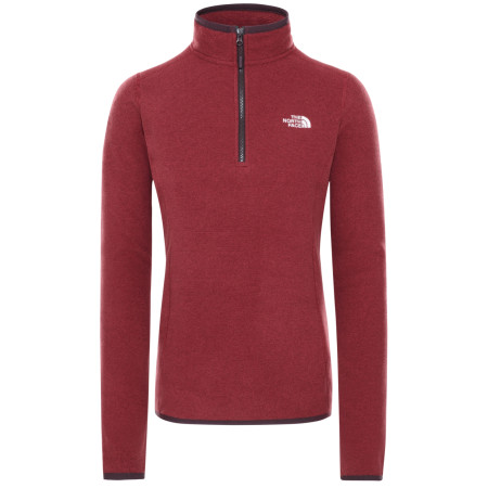 Pull femme The North Face W 100 Glacier 1/4 Zip bordeau Rootbrn/Pomegranatestripe