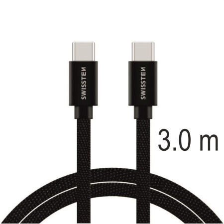 Câble données et chargement Swissten Textile USB-C / USB-C 3 m