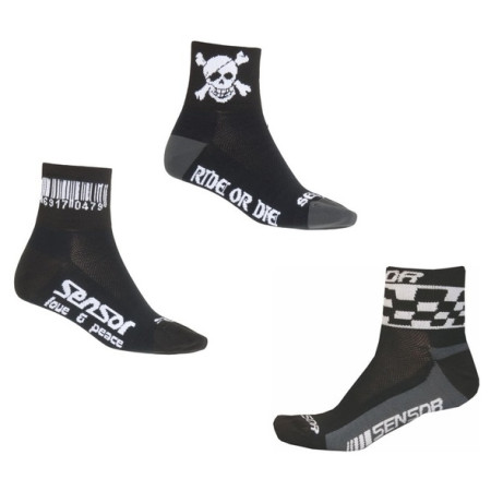 Chaussettes vélo Sensor Race Code-Pirate-Chess 3-pack vert Black