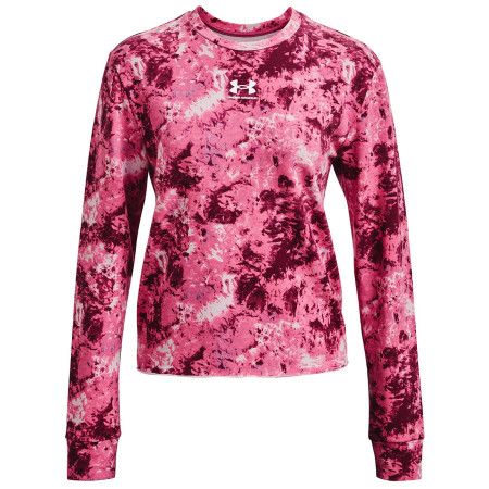 Sweat-shirt femme Under Armour Rival Terry Print Crew rose Pace Pink/White