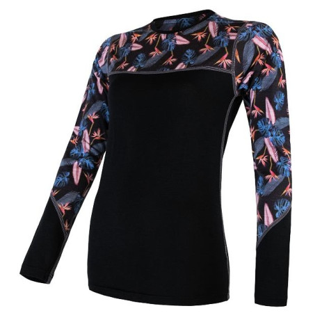 T-shirt fonctionnel femme Sensor Merino Impress (long sleeve) vert / bleu Blk/Floral