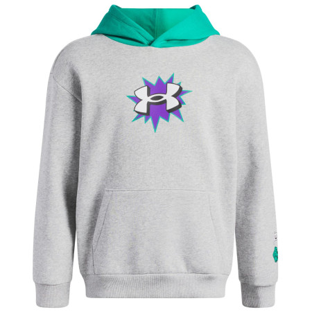 T-shirt fonctionnel enfant Under Armour UA B Rival FLC Graphics Hd Mod Gray Light Heather gris clair Mod Gray Light Heather / Geode Green / White