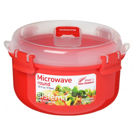 Bol avec couvercle Sistema Round Microwave rouge red