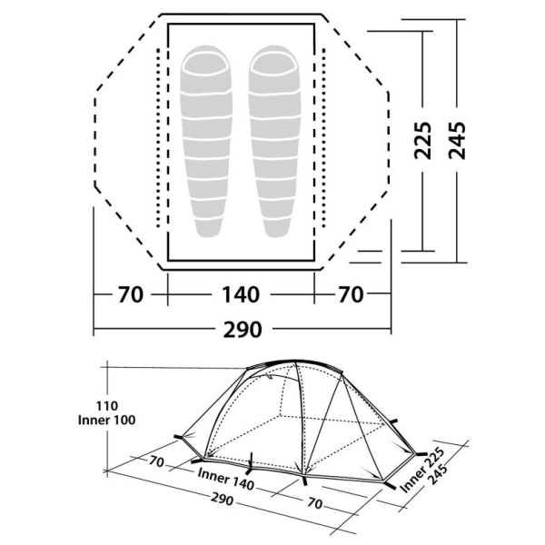 Tente de randonnée Goshawk 2 de 3.5kg / 1-2 places Robens - Latour