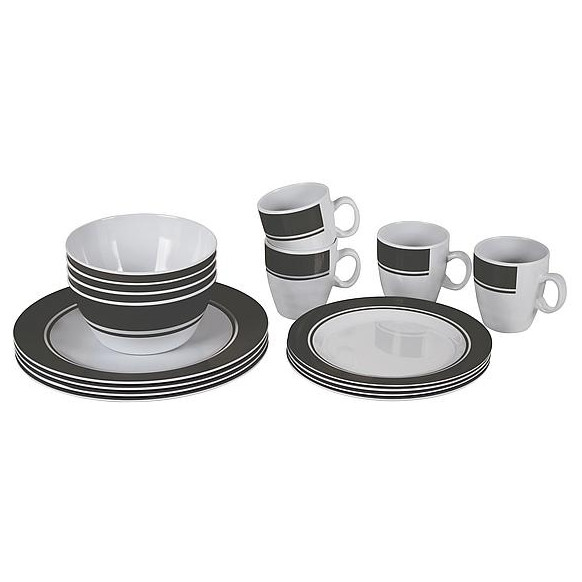 Set de vaisselle Bo-Camp Dinner set 16 blanc / gris White/Gray