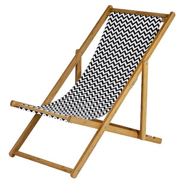 Chaise longue de plage Bo-Camp Beach Chair Soho noir / blanc Black/White