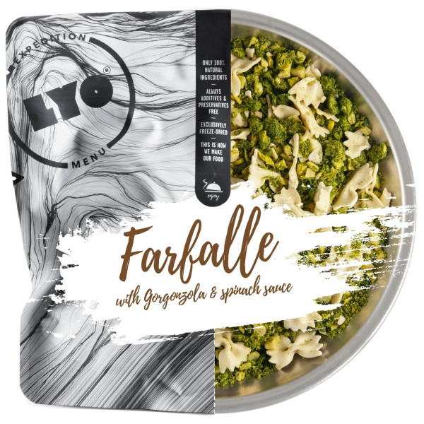 Repas déshydraté Lyo food Farfalle with Gorgonzola & Spinach Sauce 370g