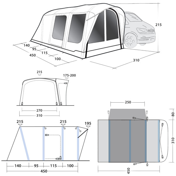 Tente caravane Outwell Wolfburg 450 Air