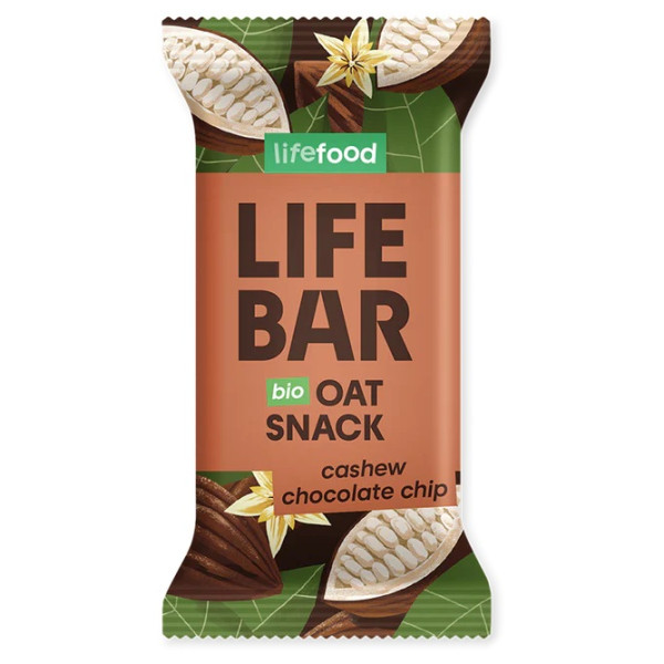 Barre Lifefood Lifebar Oat Snack s kousky čokolády a kešu BIO 40 g