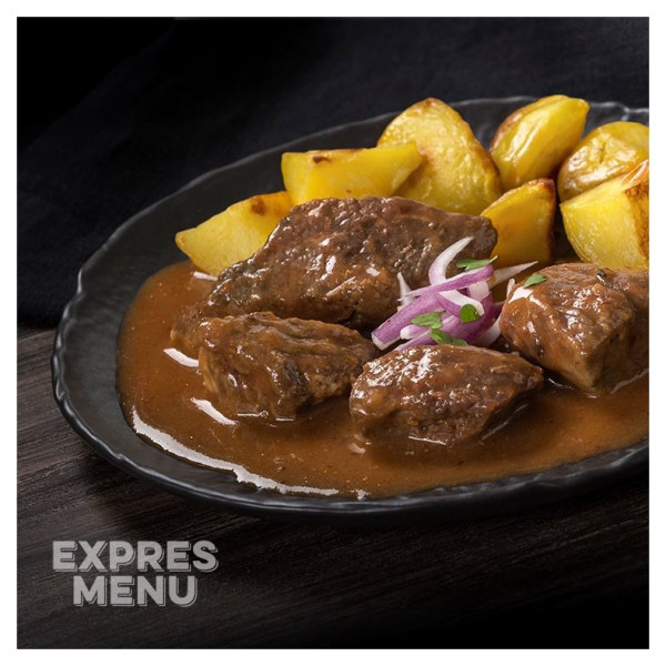 Repas prêt à manger Expres menu KM Goulasch de bœuf avec pommes de terre rôties