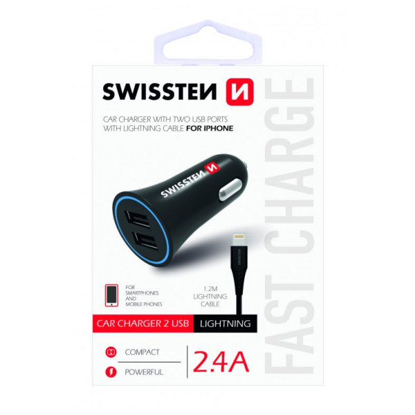 Adaptateur voiture Swissten Car Charger + Lightning Cable