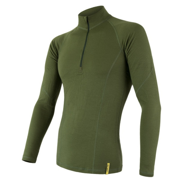 T-shirt homme Sensor DF Merino Wool dl.r. zip green Safari