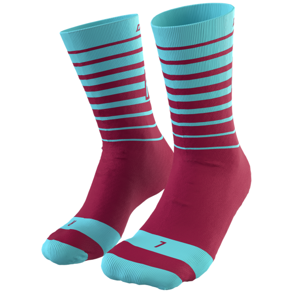 Chaussettes vélo Dynafit Live To Ride Socks turquoise / bordeau marine blue/6210