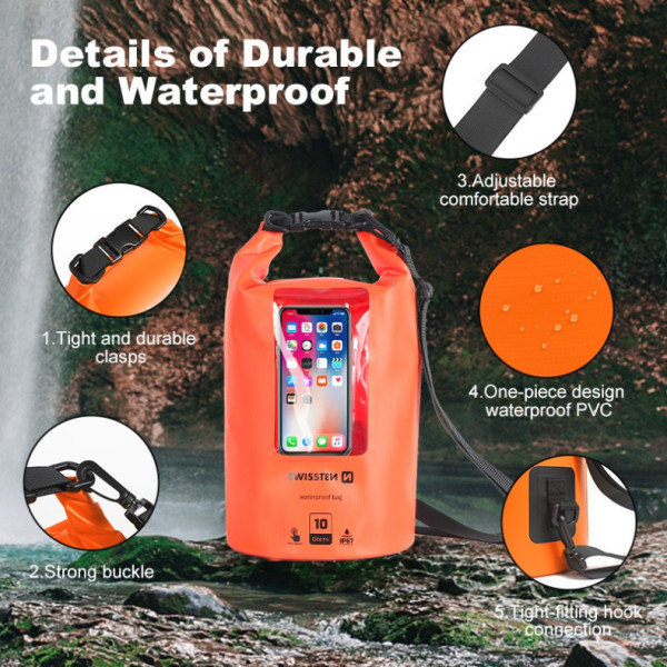 Étui étanche Swissten WATERPROOF ORANŽOVÉ (10L)