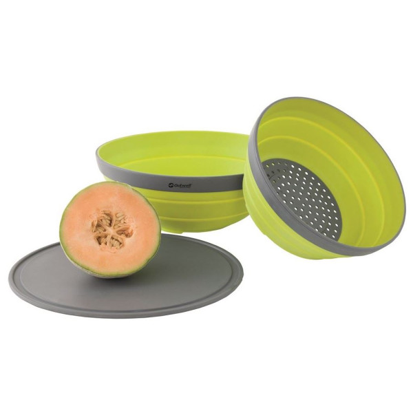 Set de bols et passoire Outwell Collaps Bowl & Colander Set jaune LimeGreen