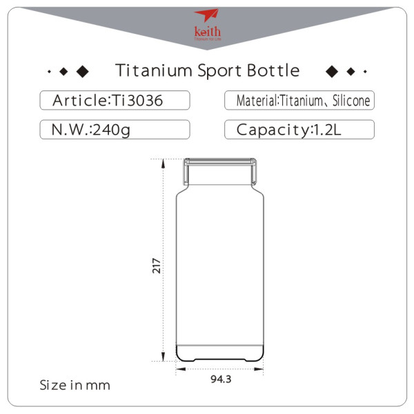 Bouteille Keith Titanium Titanium Sport Bottle 1,2 l