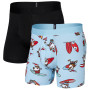 Caleçon Saxx Droptemp Cooling Cotton Bb Fly 2Pk bleue / noir surfs up/black