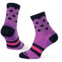 Chaussettes Warg Happy Merino W Stripes and Dots violet Purple
